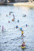 elebrations marking the first anniversary of the Paris 2024 Olympic Games - Canoes Parade