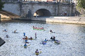 elebrations marking the first anniversary of the Paris 2024 Olympic Games - Canoes Parade