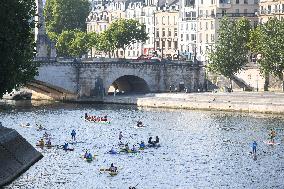 elebrations marking the first anniversary of the Paris 2024 Olympic Games - Canoes Parade
