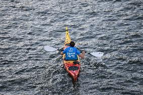 elebrations marking the first anniversary of the Paris 2024 Olympic Games - Canoes Parade