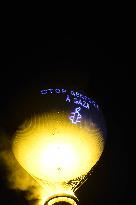 Amnesty International Action - "Stop genocide in Gaza" onto the Paris 2024 Olympic cauldron - Paris