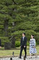 Japan crown prince visits garden in Kagawa