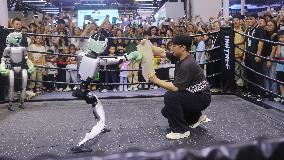 Unitree G1 Robot Fighting in 2025 WAIC in Shanghai