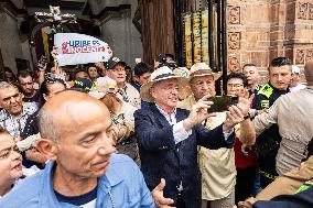 Former Colombian President Uribe Attends Mass the Day Before Trial