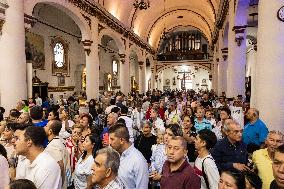 Former Colombian President Uribe Attends Mass the Day Before Trial