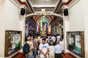 Former Colombian President Uribe Attends Mass the Day Before Trial