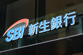 SBI Shinsei Bank signboard and logo