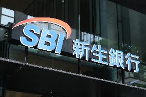 SBI Shinsei Bank signboard and logo
