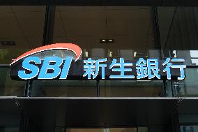 SBI Shinsei Bank signboard and logo