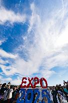 Blue Impulse exhibition flight (Osaka-Kansai Expo)