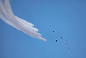 Blue Impulse exhibition flight (Osaka-Kansai Expo)