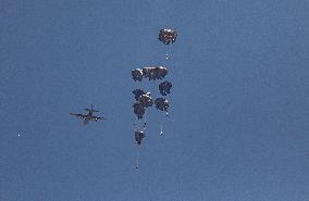 Military Aircraft Drops Humanitarian Aid on Northern Gaza
