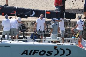 King Felipe Embarks With The Rest Of The Crew On Board The Aifos