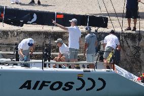 King Felipe Embarks With The Rest Of The Crew On Board The Aifos