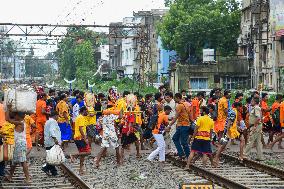 Devotees Carry Ganga Water in Pilgrimage - India