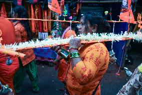 Devotees Carry Ganga Water in Pilgrimage - India