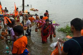Devotees Carry Ganga Water in Pilgrimage - India