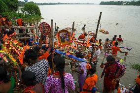 Devotees Carry Ganga Water in Pilgrimage - India