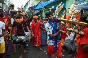 Devotees Carry Ganga Water in Pilgrimage - India