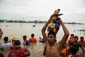 Devotees Carry Ganga Water in Pilgrimage - India