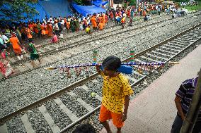 Devotees Carry Ganga Water in Pilgrimage - India