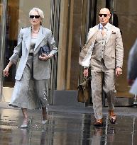Meryl Streep and Anne Hathaway On Set of The Devil Wears Prada 2 - NYC