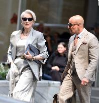 Meryl Streep and Anne Hathaway On Set of The Devil Wears Prada 2 - NYC