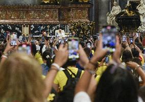 Pope Leo XIV With Catholic Influencers - Rome