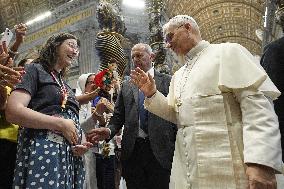 Pope Leo XIV With Catholic Influencers - Rome