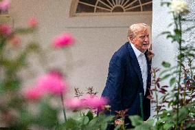 President Donald Trump Returns to the White House from United Kingdom Trip