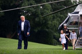 President Donald Trump Returns to the White House from United Kingdom Trip