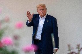 President Donald Trump Returns to the White House from United Kingdom Trip