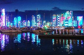 Fushan Bay International Business District Night View in Qingdao