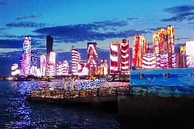 Fushan Bay International Business District Night View in Qingdao