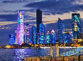 Fushan Bay International Business District Night View in Qingdao