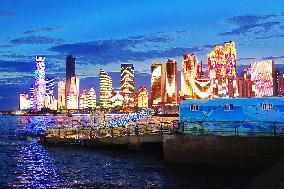 Fushan Bay International Business District Night View in Qingdao