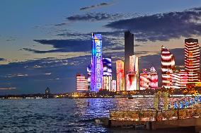 Fushan Bay International Business District Night View in Qingdao