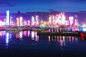 Fushan Bay International Business District Night View in Qingdao