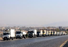 Humanitarian Aid Convoy Arrives In Syria’s Sweida Province