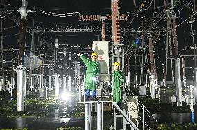 Qingliu Substation Inspection during Typhoon Co-may in Chuzhou