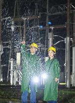 Qingliu Substation Inspection during Typhoon Co-may in Chuzhou