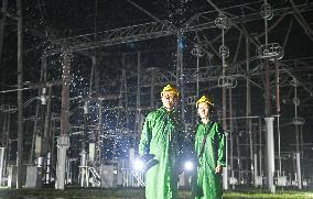 Qingliu Substation Inspection during Typhoon Co-may in Chuzhou