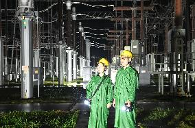 Qingliu Substation Inspection during Typhoon Co-may in Chuzhou