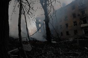 Russian Missile Strike Hits Apartments Building - Ukraine