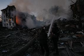 Russian Missile Strike Hits Apartments Building - Ukraine