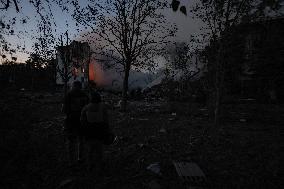 Russian Missile Strike Hits Apartments Building - Ukraine
