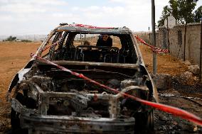 Israeli Settlers Set Fire To Vehicles Belonging To Activists - Hebron