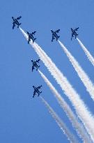 Blue Impulse aerobatic team flies over Toyama Pref.