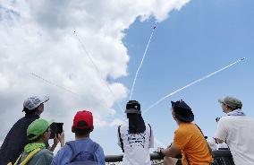 Blue Impulse aerobatic team flies over Toyama Pref.