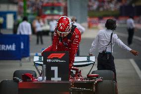 Charles Leclerc Celebrates Qualifying On Pole At The F1 Hungarian Grand Prix - Budapest